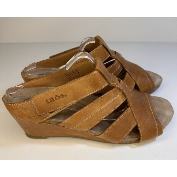 Taos lydia Leather Slide Cognac Brown Womens 11 EU 42 - Picture 1 of 8